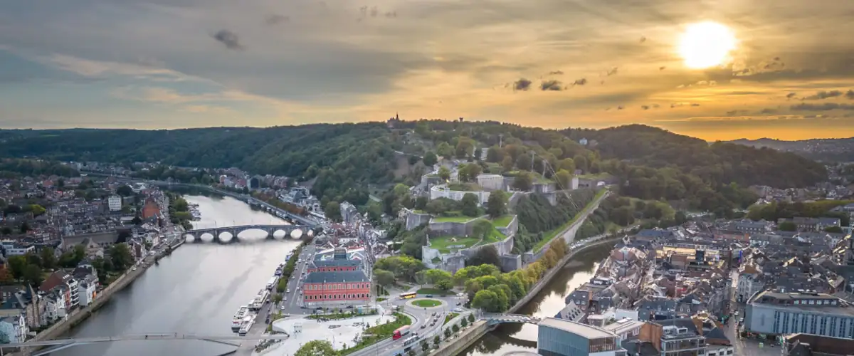 Vue aérienne Saint Gilles Citadelle Delta Namur Grognon